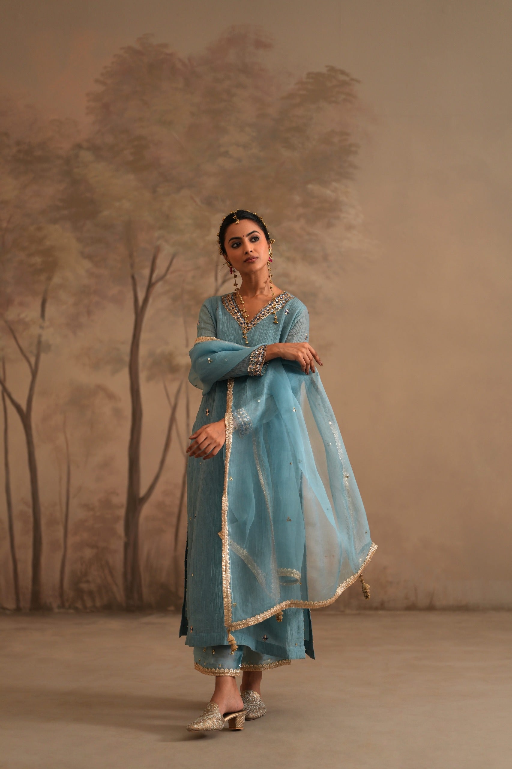 Prussian Blue Heer Oorja Straight Kurta Set