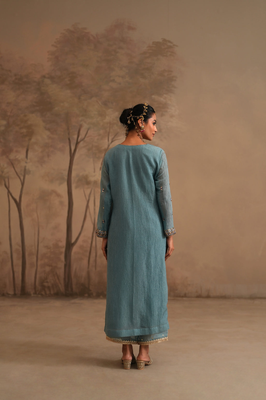 Prussian Blue Heer Oorja Straight Kurta Set