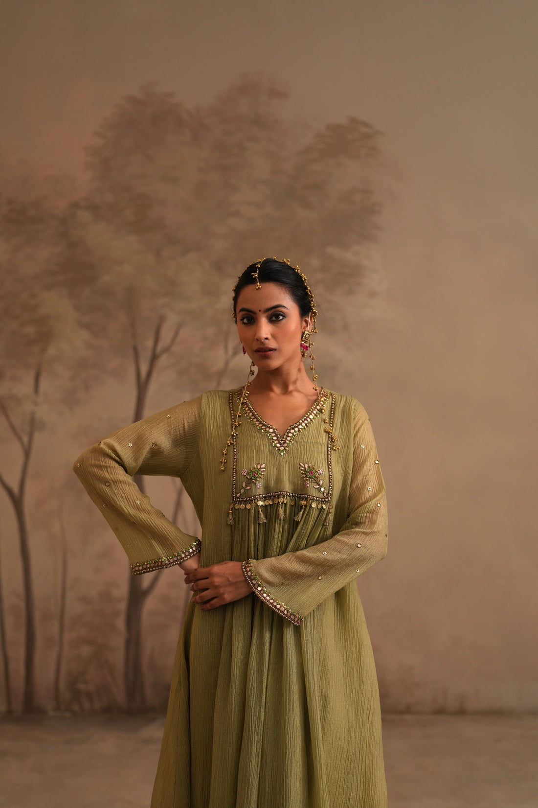 Olive Green Heer Eshani Center Gather