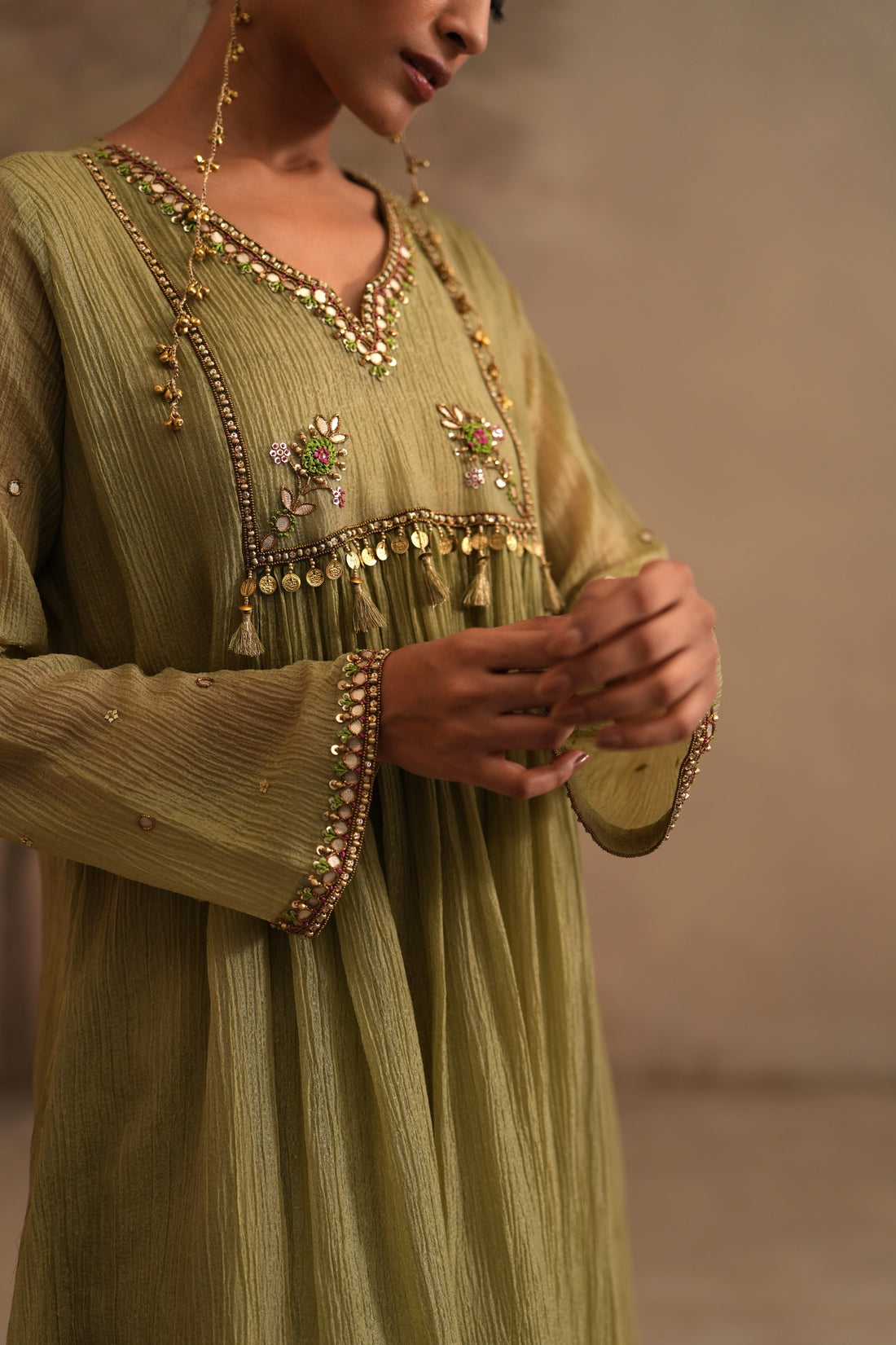 Olive Green Heer Eshani Center Gather
