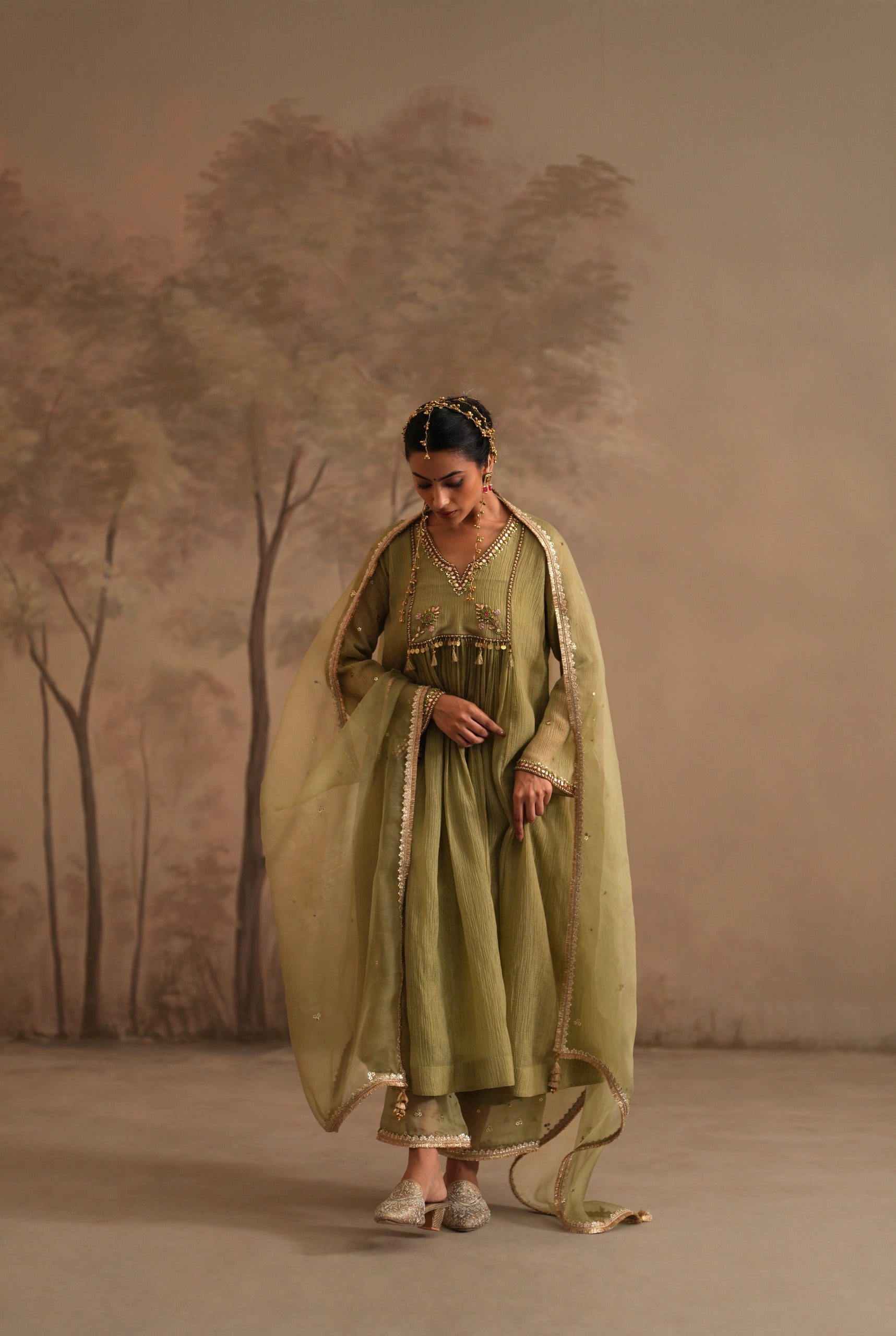Olive Green Heer Eshani Center Gather