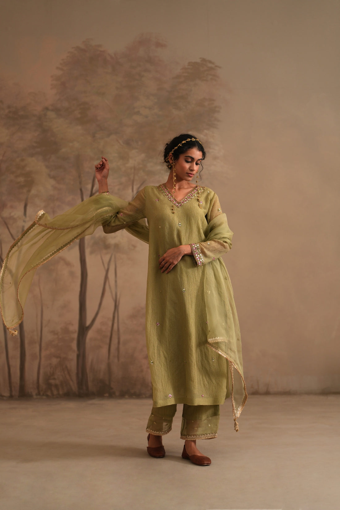 Olive Green Heer Vanya Straight Kurta