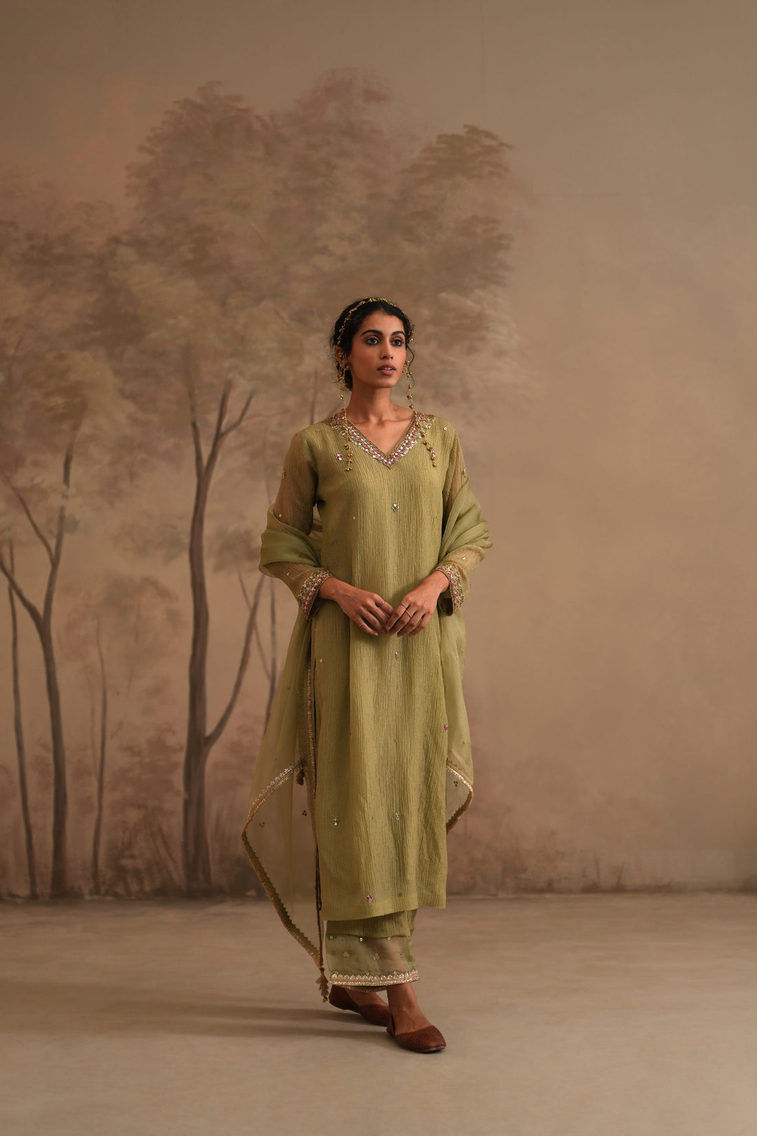 Olive Green Heer Vanya Straight Kurta