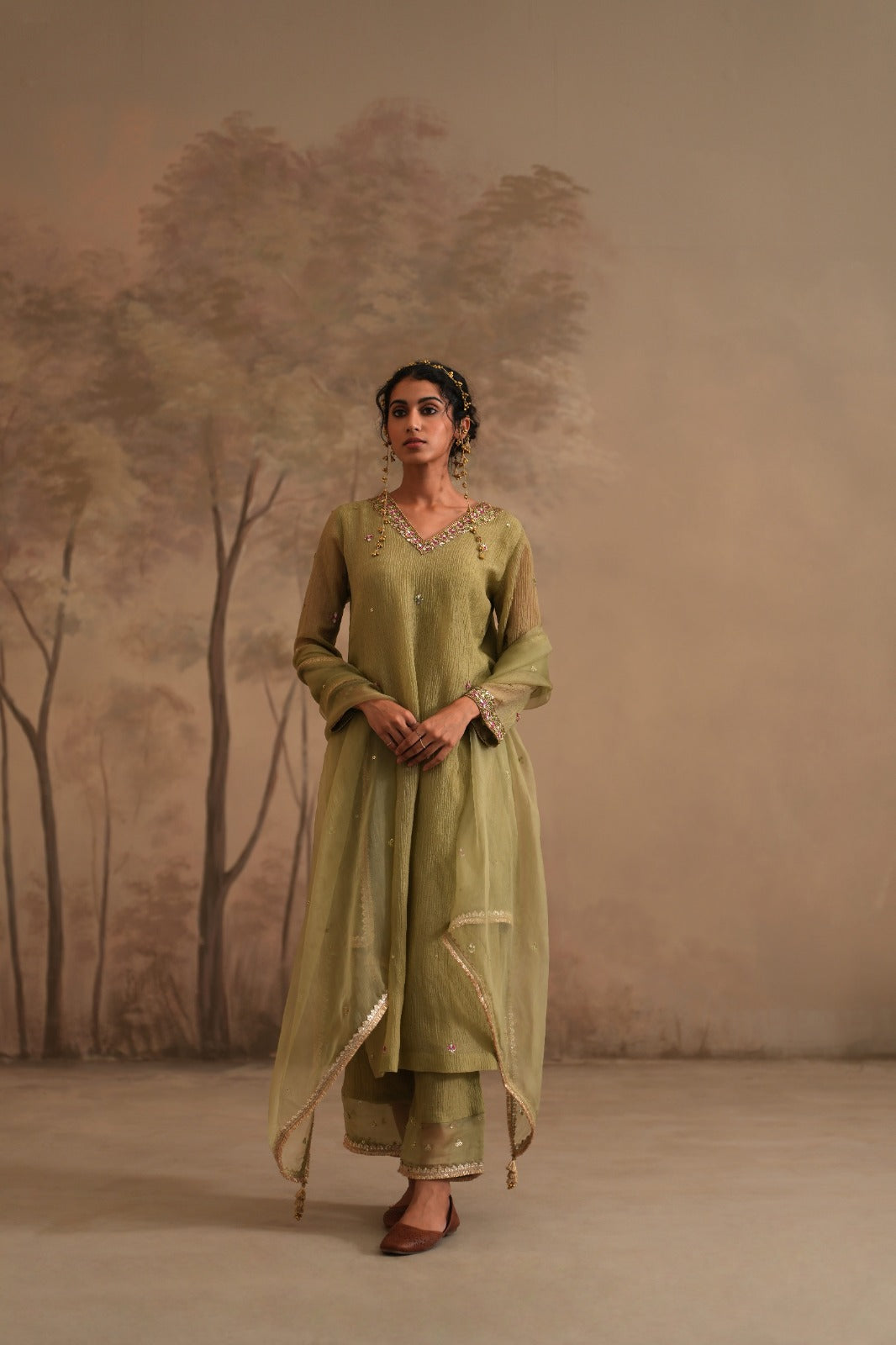 Olive Green Heer Vanya Straight Kurta