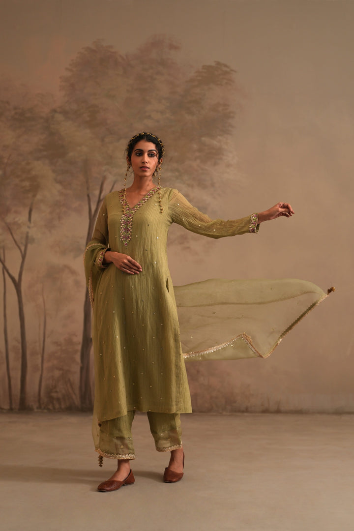 Olive Green Heer Bhumi Straight Kurta