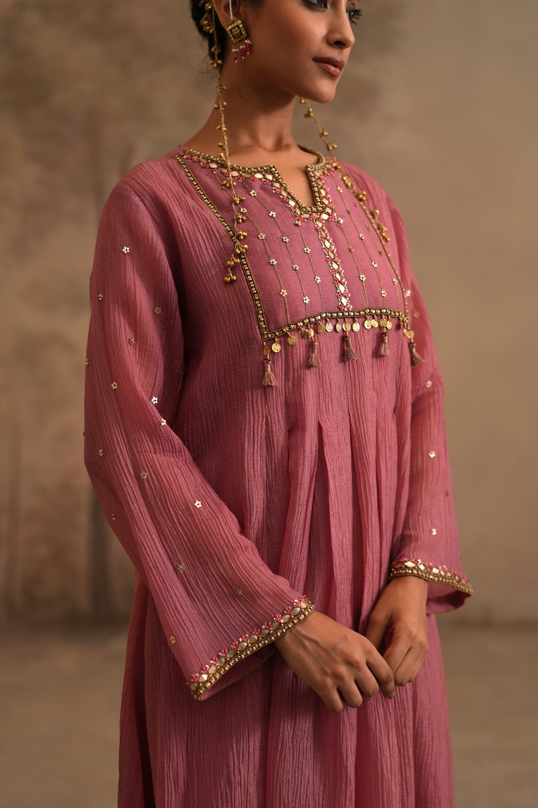 Rosebud Pink Heer Zahra Box Pleated