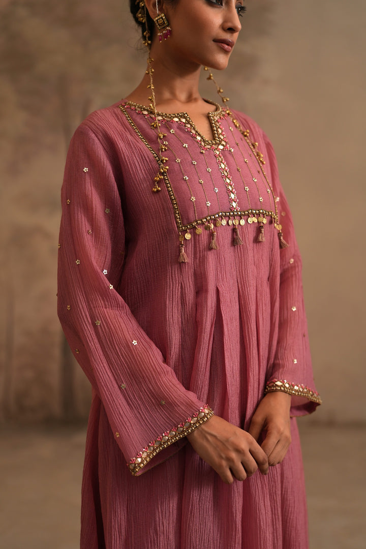 Rosebud Pink Heer Zahra Box Pleated