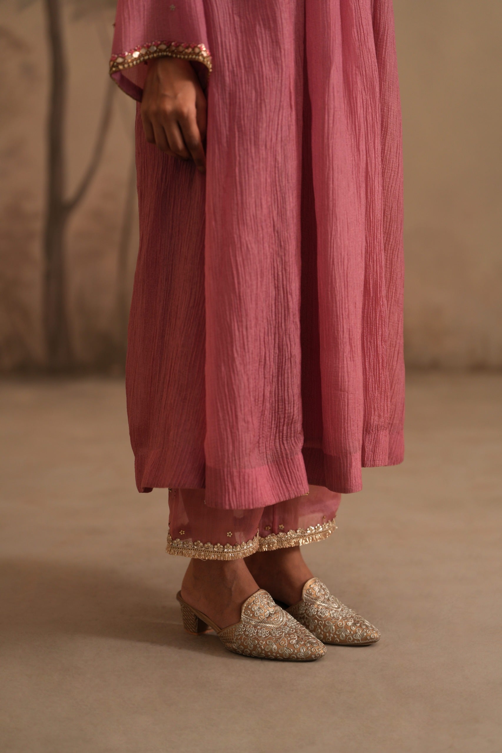 Rosebud Pink Heer Zahra Box Pleated