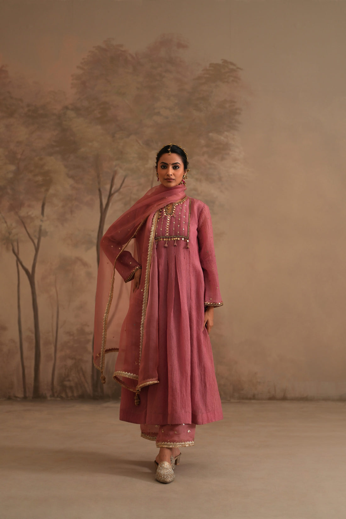 Rosebud Pink Heer Zahra Box Pleated