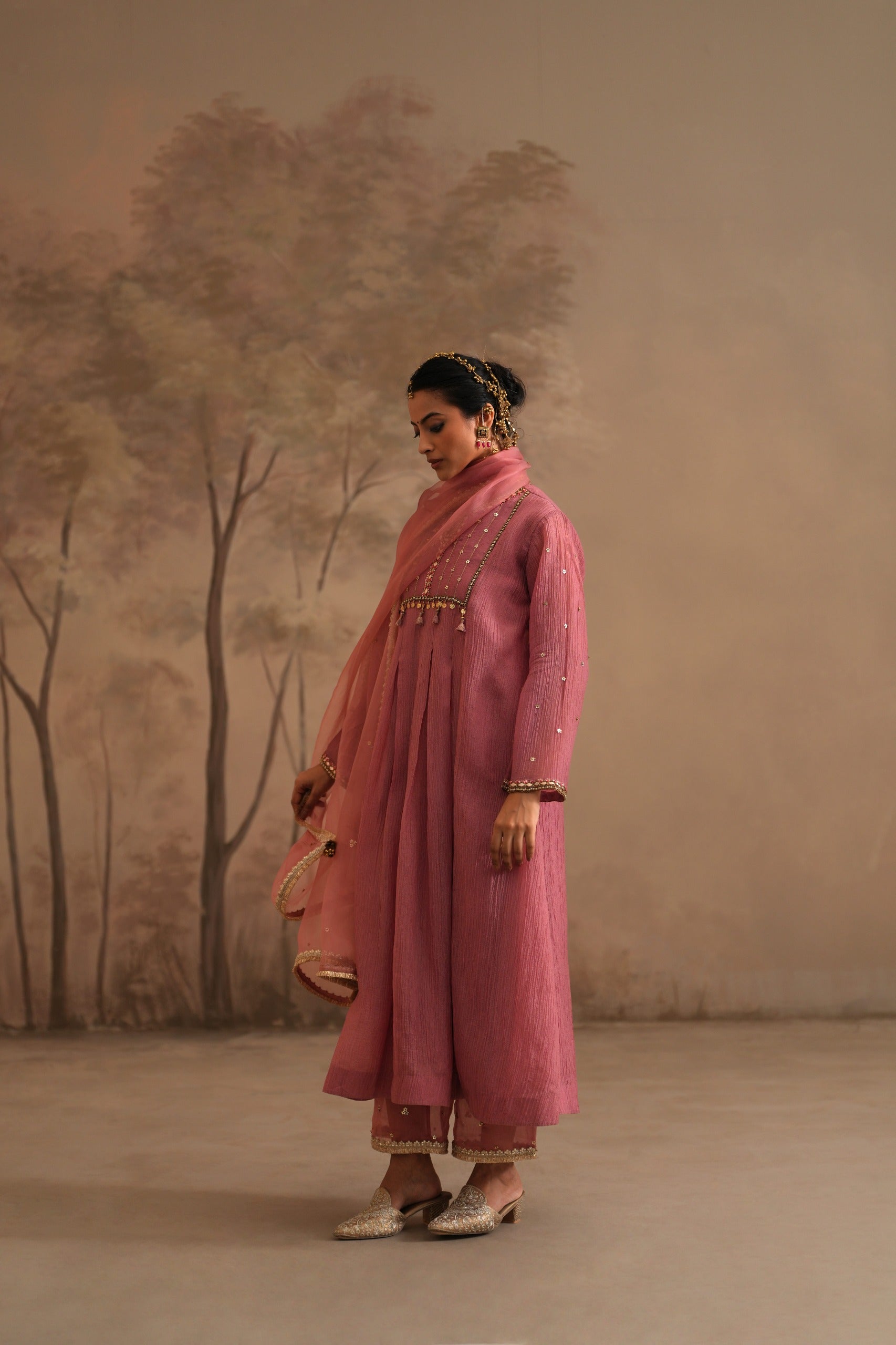 Rosebud Pink Heer Zahra Box Pleated