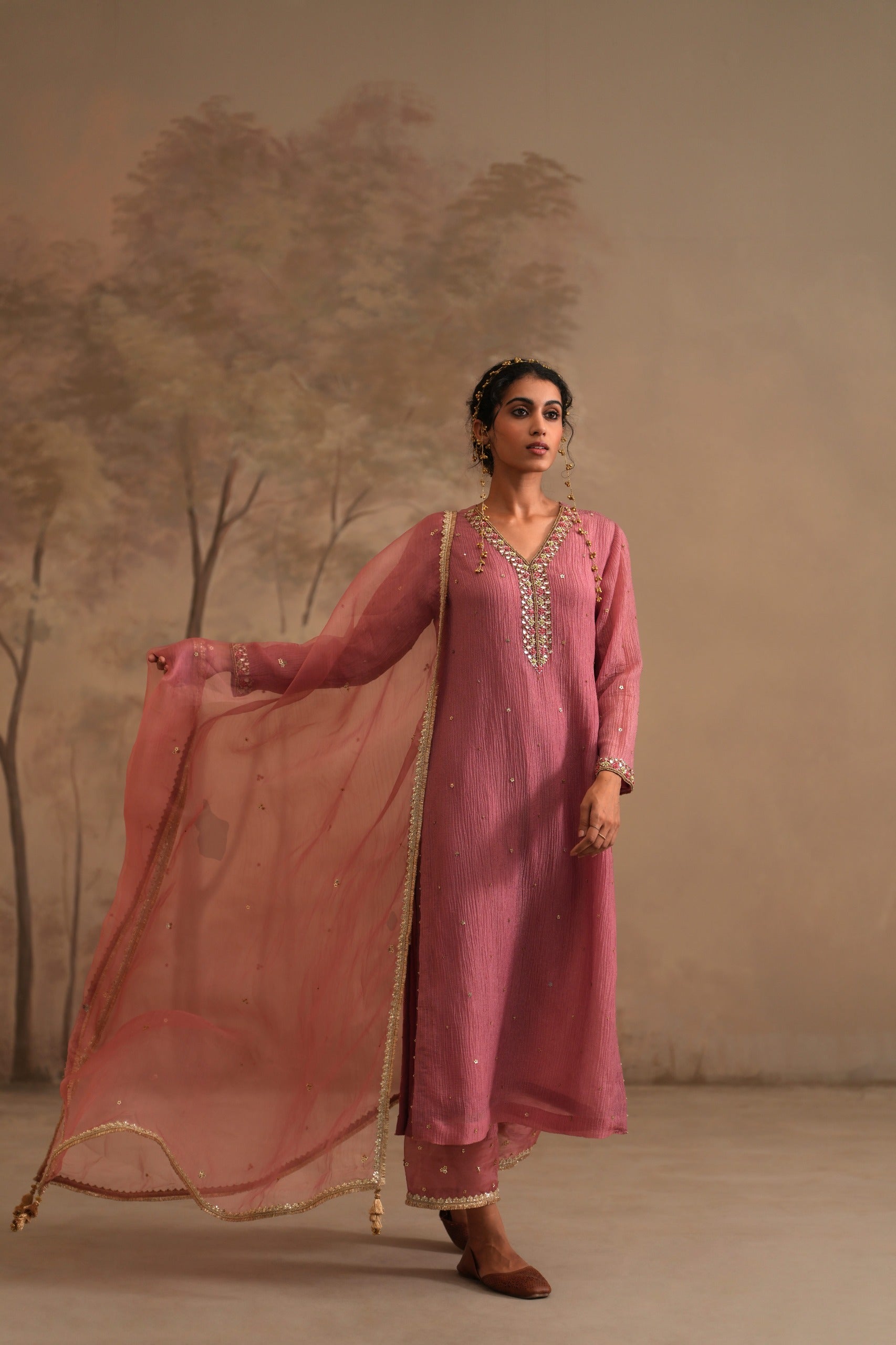 Rosebud Pink Heer Vrinda Straight Kurta Set