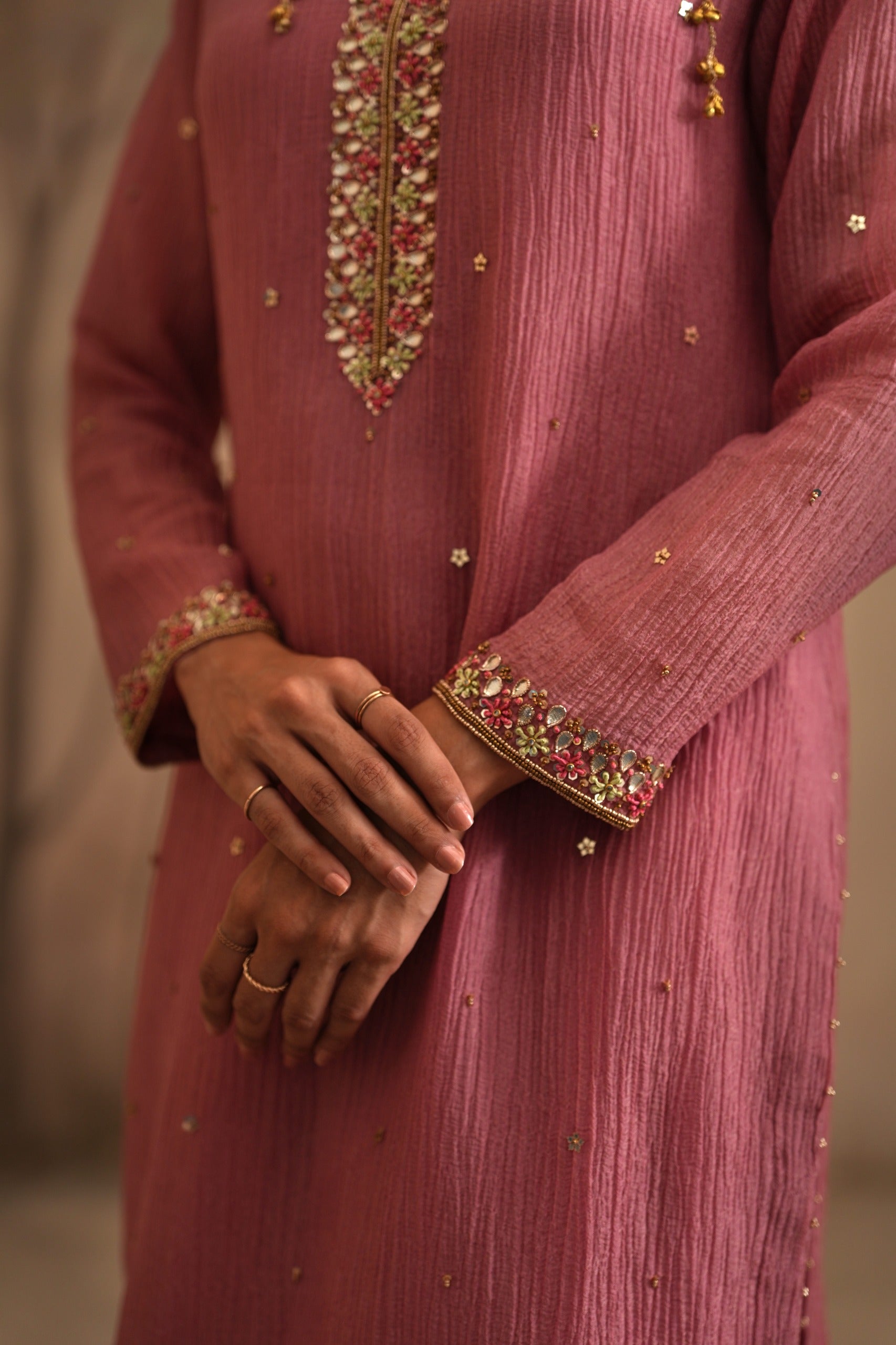 Rosebud Pink Heer Vrinda Straight Kurta Set