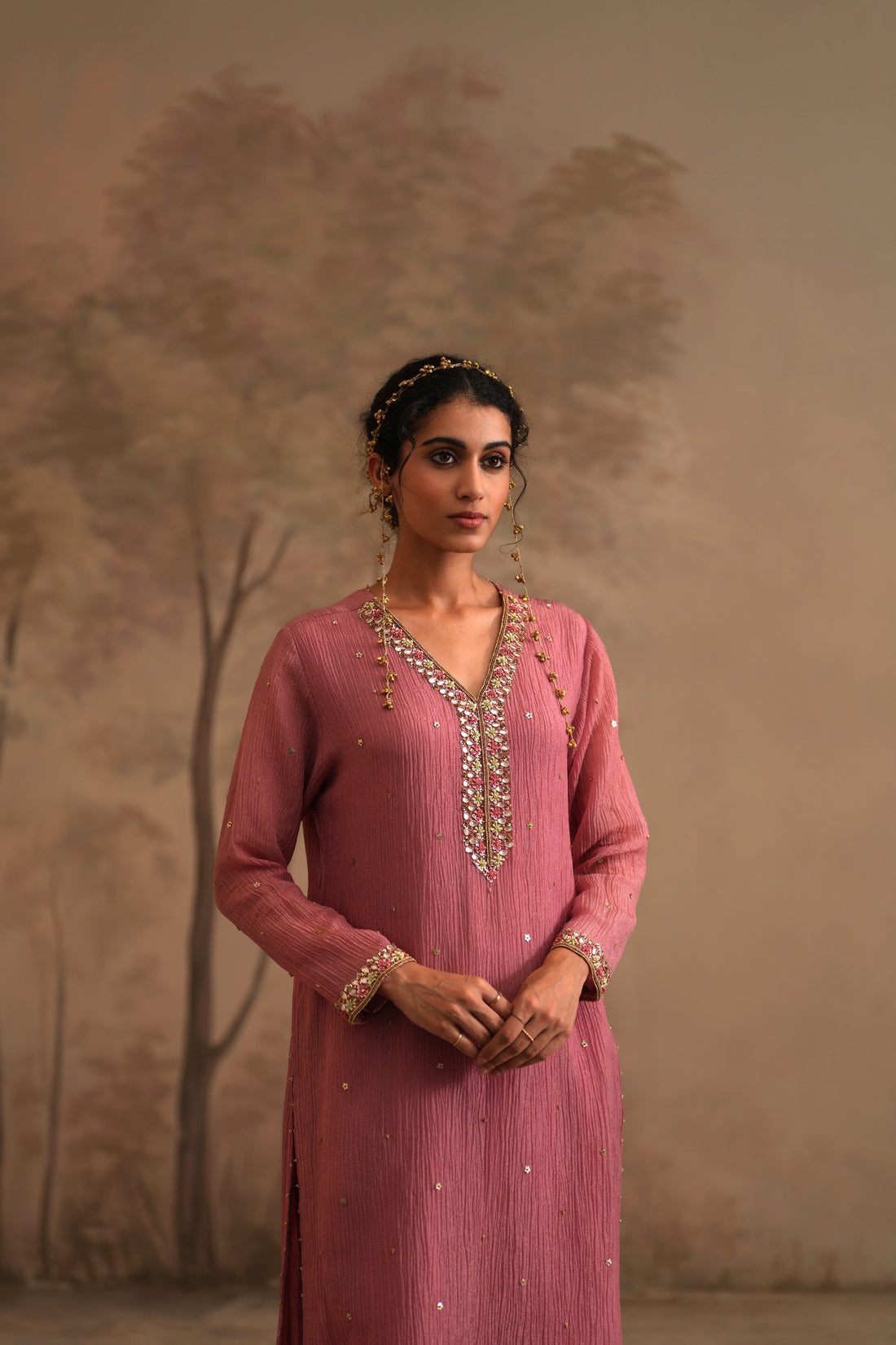 Rosebud Pink Heer Vrinda Straight Kurta Set